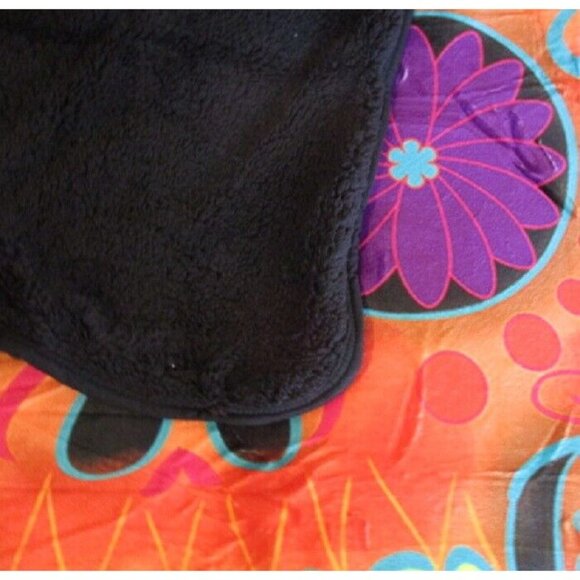 New Orange Sugar Skull Plush Fleece Throw Gift Blanket Sherpa Day of the Dead - Picture 3 of 4